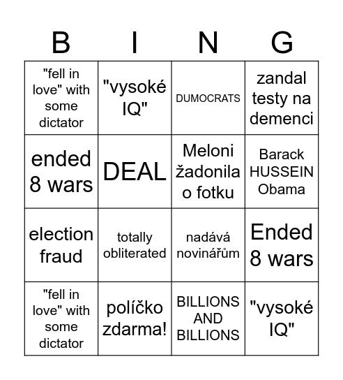 Každý Trumpův projev o Íránu Bingo Card