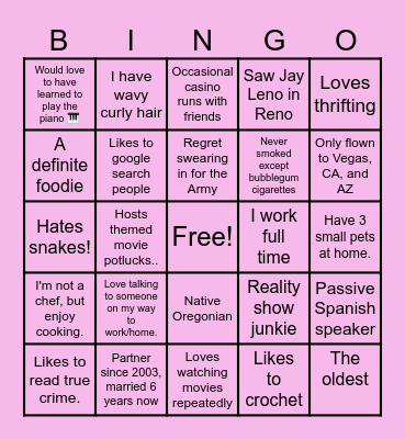 Weeks of Welcome Bingo Card