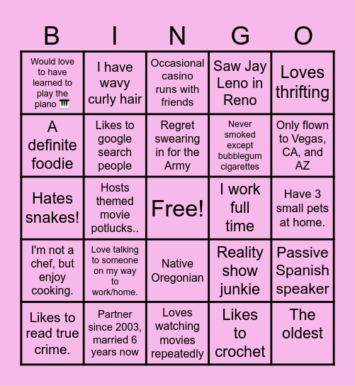 Weeks of Welcome Bingo Card