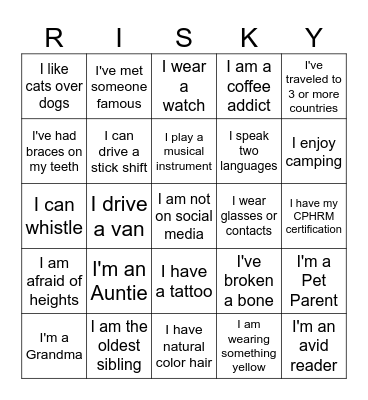 RISKY BINGO Card