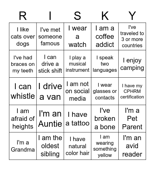 RISKY BINGO Card