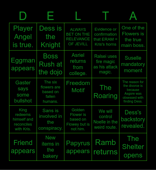 DELTARUNE CHAPTER 5 Bingo Card