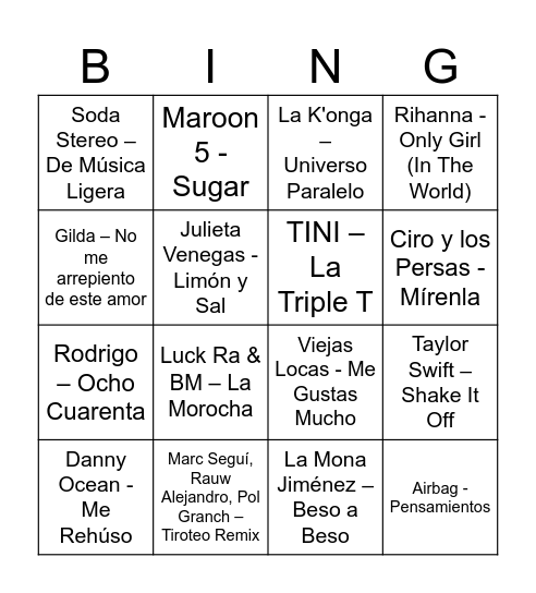 Cumple Marti Bingo Card