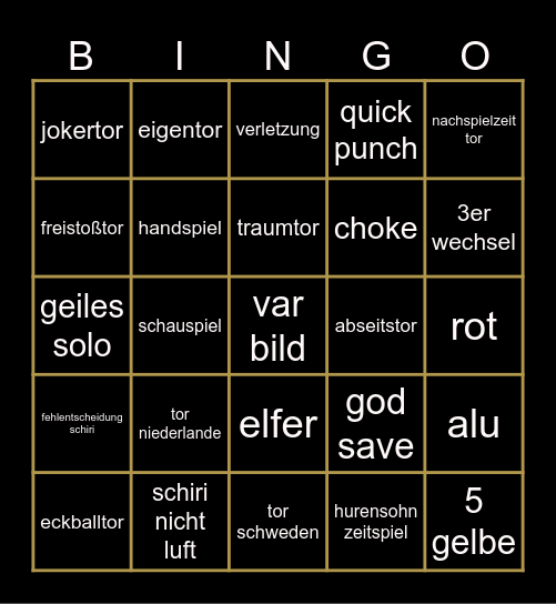 ned swe Bingo Card