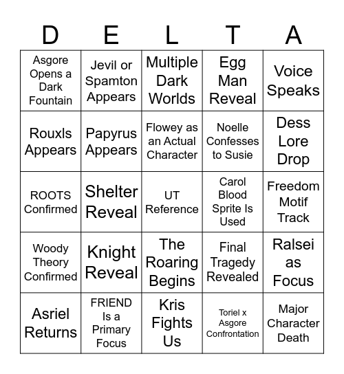 Chapter Five Bingo Card