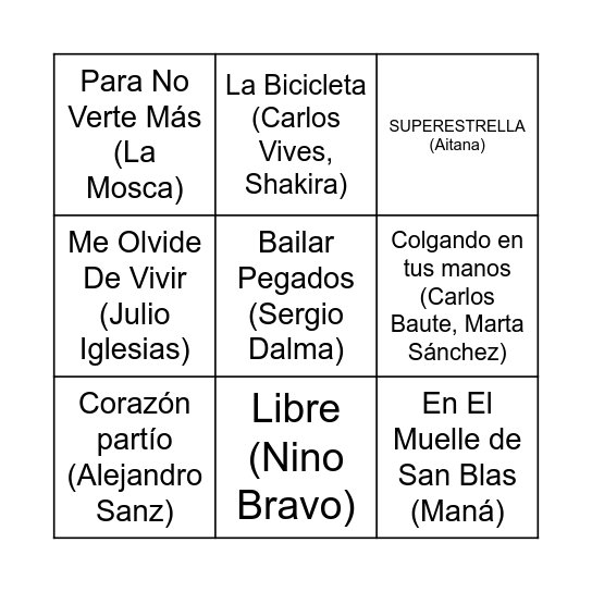 BINGO BODA Bingo Card