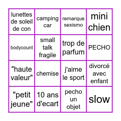 Bingo Dating Bingo Card