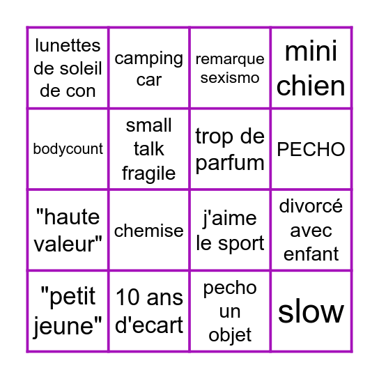 Bingo Dating Bingo Card
