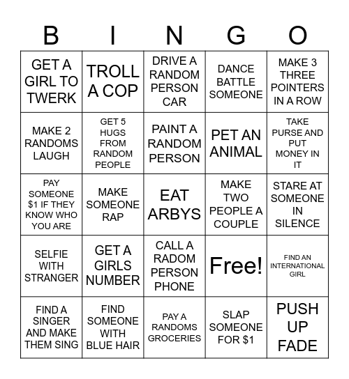 IRL BINGO Card