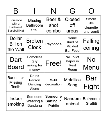 DIVE BAR Bingo Card