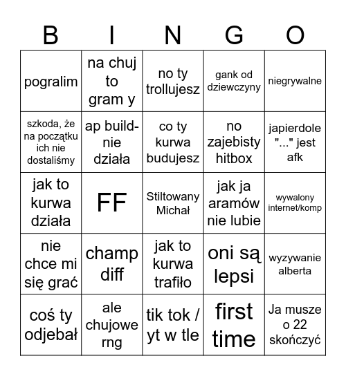 Clash Bingo Card
