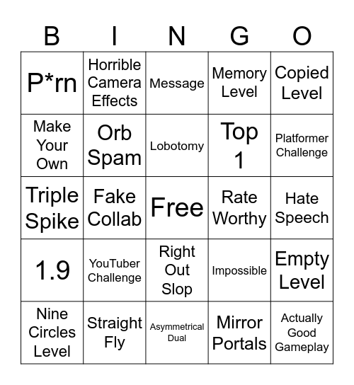 Recent Tab Bingo Card