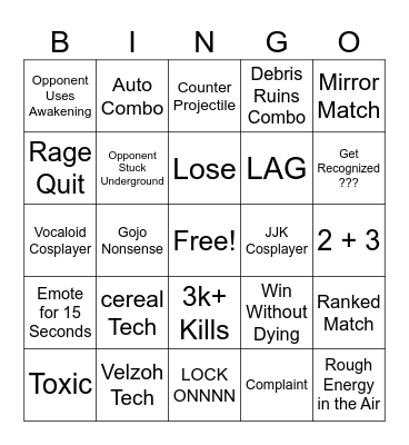 Hakari Bingo Card