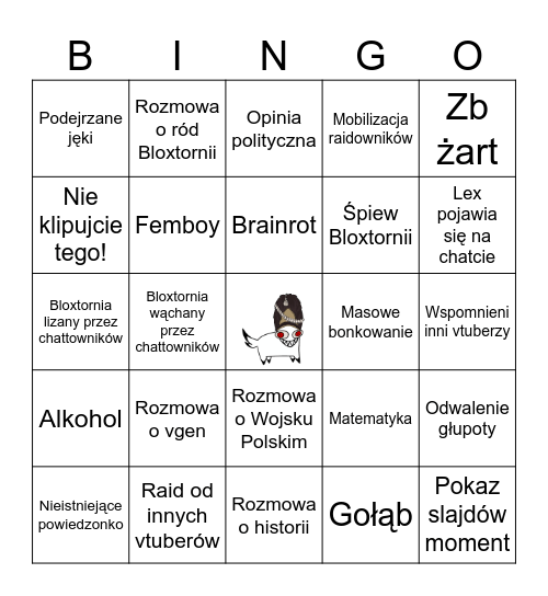 Bingo Bloxtornii Bingo Card