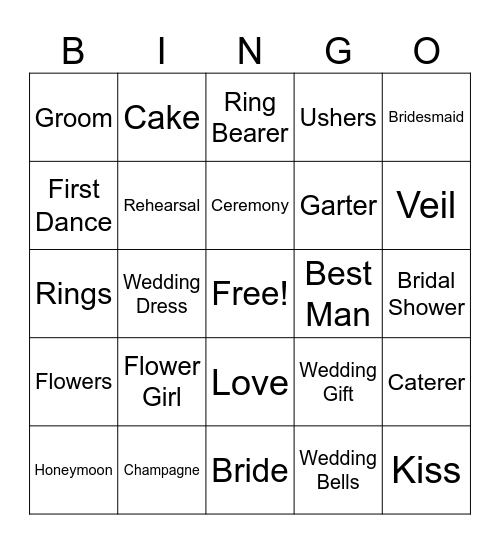 Bridal Bingo Card