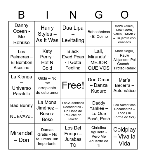 Cumple Martu Bingo Card