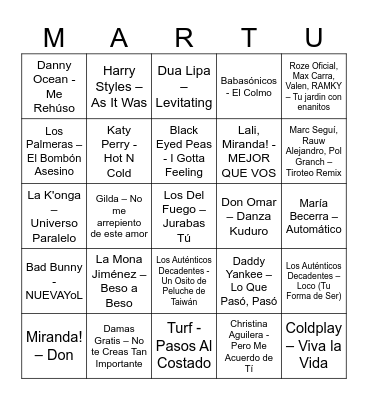 Cumple Bingo Card