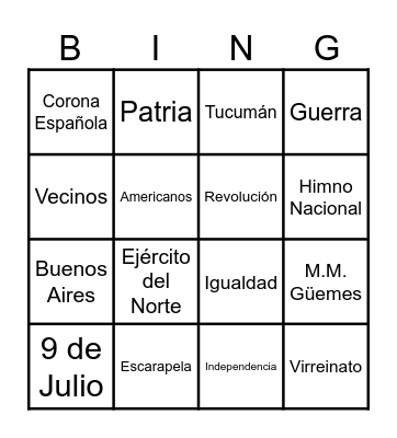 BINGO PATRIO Bingo Card