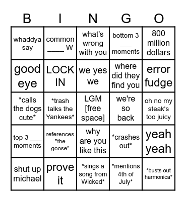 Victoria's 21st Bingo Card