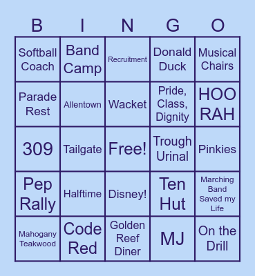 MARCHING BAND BINGO!! Bingo Card