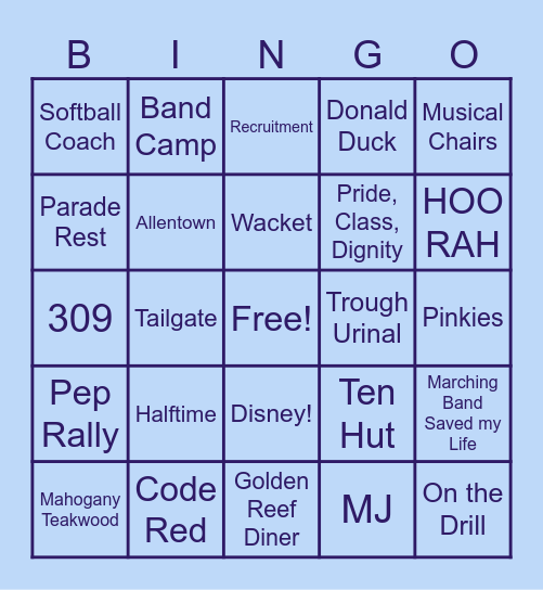 MARCHING BAND BINGO!! Bingo Card