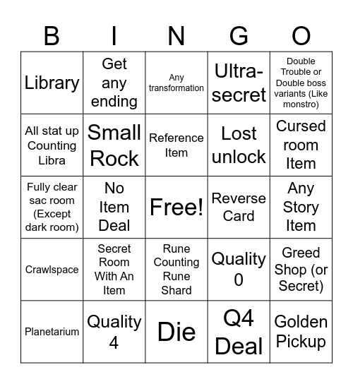 Friend Isaac Bingo Card