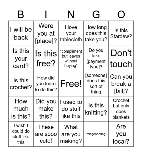 Market Bingo Card
