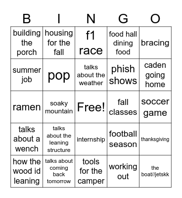 Untitled Bingo Card