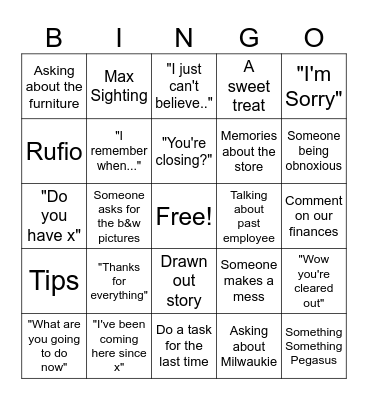 Last Day Bingo Card
