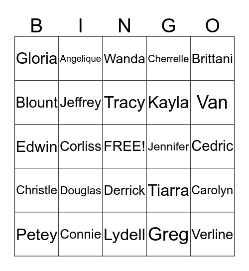 Blount Knight Family Reunion Bingo Card