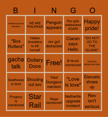 Dreamscape Day 5 BINGO Card