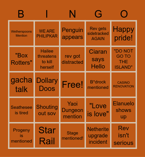 Dreamscape Day 5 BINGO Card