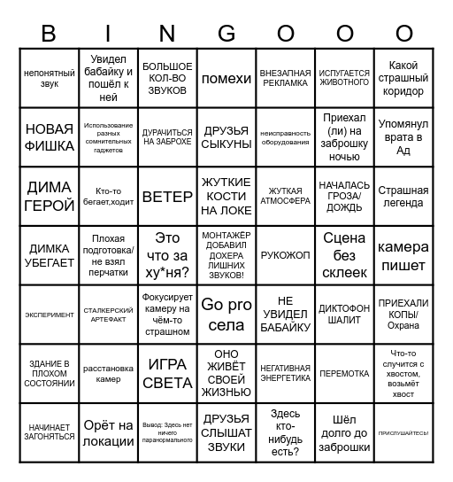 Дима Масленников бинго Bingo Card