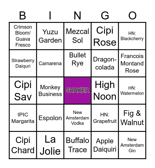IPIC 86'D Bingo Card