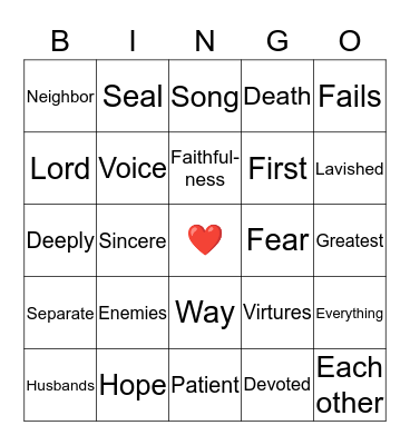 This Is Love Bingo Card