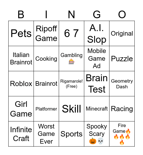 Poki Bingo 2 Bingo Card