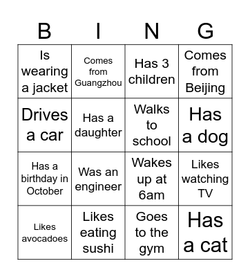 Find someone who Bingo Card