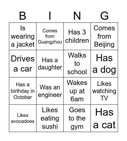 Find someone who Bingo Card