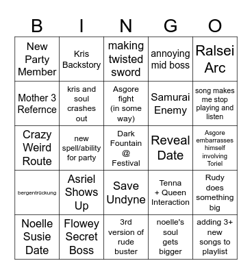 Grant's Card Bingo Card