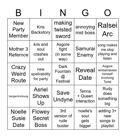 Grant's Card Bingo Card