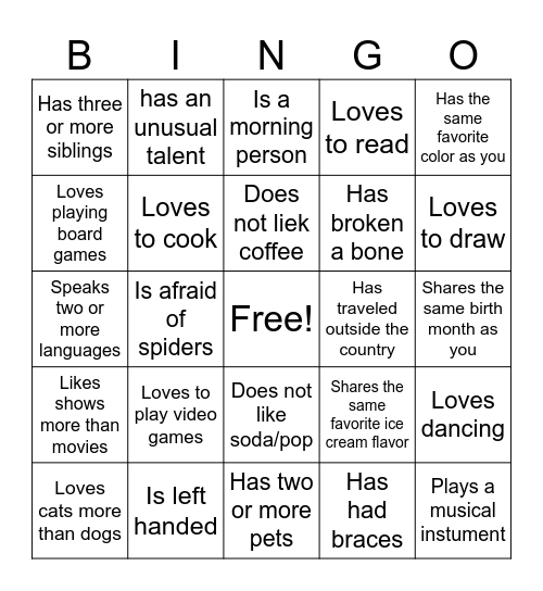 Find Someone Who... Bingo Card