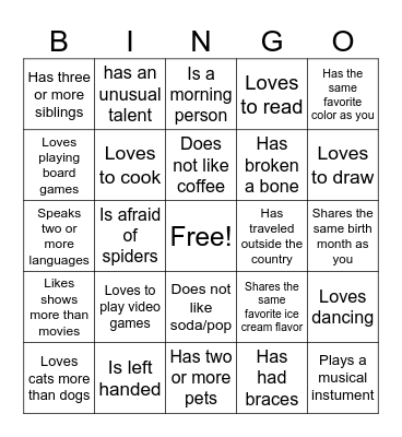 Find Someone Who... Bingo Card