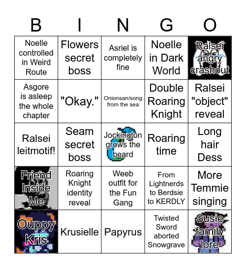 Deltarune Chapter 5 Bingo Card