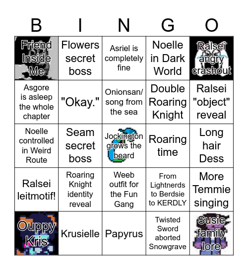 Deltarune Chapter 5 Bingo Card