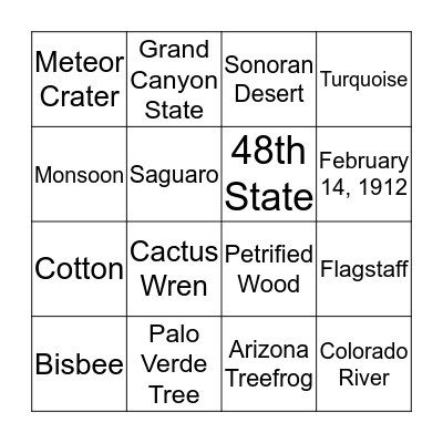 Arizona Bingo Card
