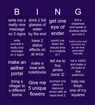 Chandler Bingo Card