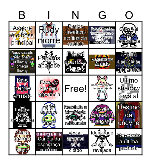 Deltarune chapter 5 Bingo Card