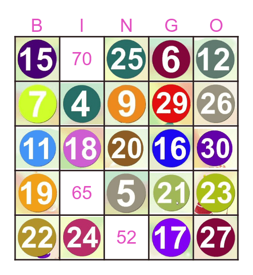 Números 1-30 Bingo Card