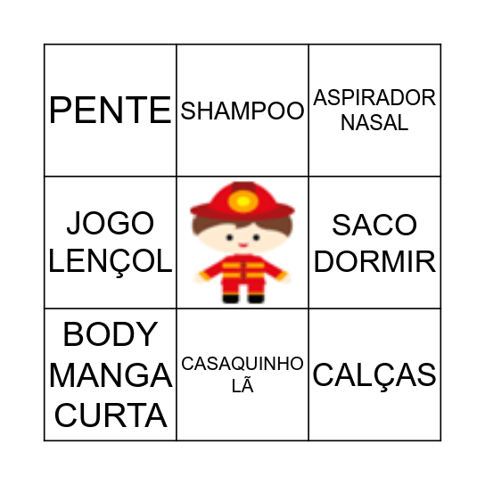 BINGO DO HEITOR Bingo Card