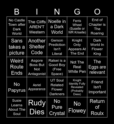 Deltarune Chapter 5 Bingo Card